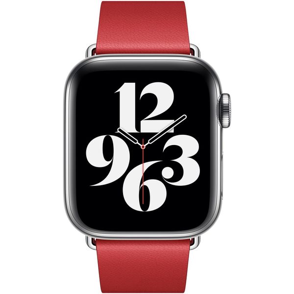 Apple Leather Band Modern Buckle für das  Apple Watch Series 1 t/m 9 / SE (38/40/41 mm) | Series 10 / 11 (42 mm) - Größe L - Scarlet Red