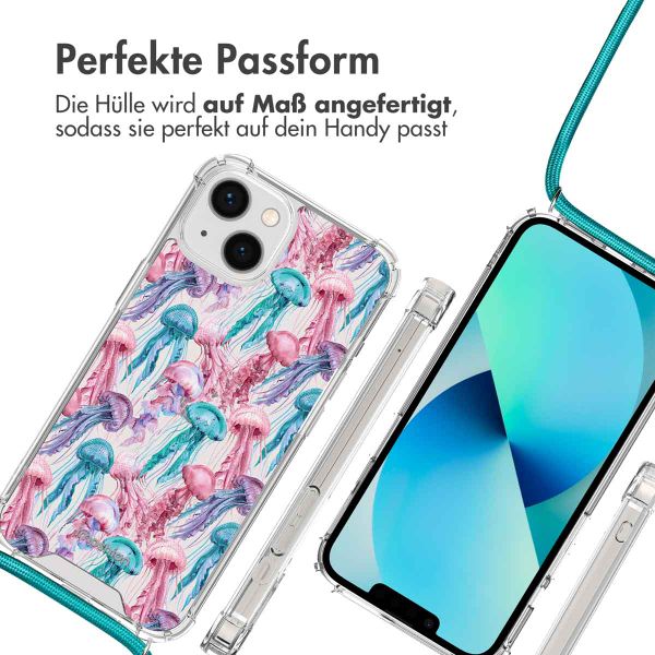 imoshion Design Hülle mit Band Apple iPhone 13 - Jellyfish Watercolor