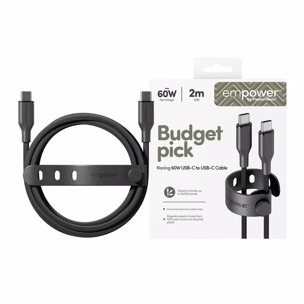 Empower by PanzerGlass Racing USB-C-zu-USB-C Kabel - 60W - 2 Meter - Space Black