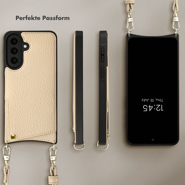 Selencia Nova HandyHülle mit Kordel und Kartenhalter Samsung Galaxy A57 (5G) - Beige