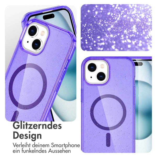 imoshion Sparkle Back Cover mit MagSafe Apple iPhone 15 - Glitzer Violett