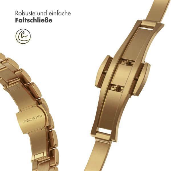 Selencia Slim Stahlgliederarmband für das  Apple Watch Series 1 t/m 9 / SE (38/40/41 mm) | Series 10 / 11 (42 mm) - Gold