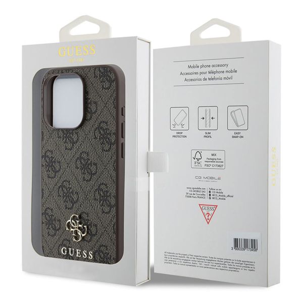 Guess 4G Metal Logo Back Cover MagSafe Apple iPhone 15 Pro - Braun