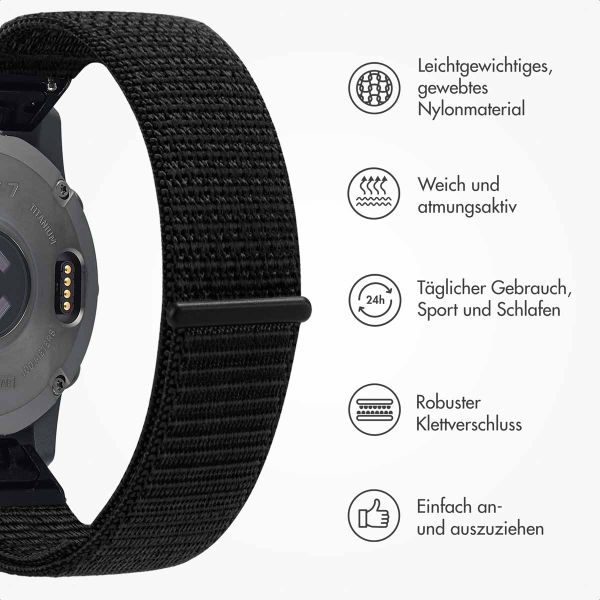 imoshion QuickFit® Nylon Armband -   Garmin 20 mm Anschluss - Größe L/XL - Schwarz