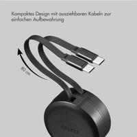 Accezz Autolader mit ausziehbaren Kabeln – USB-C / USB-C – 60W – Schwarz