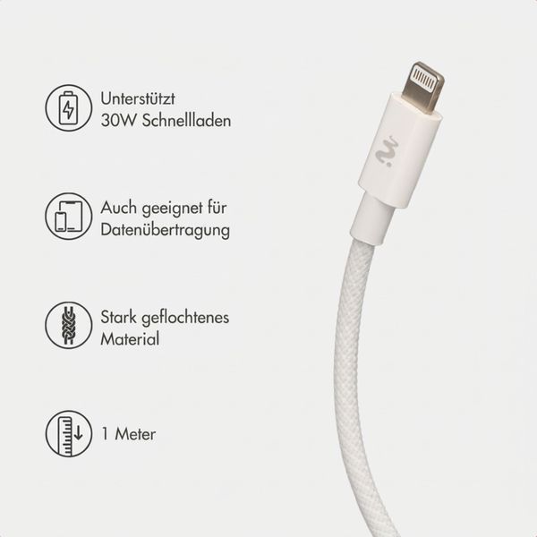 imoshion Braided USB-C-zu-Lightning-Kabel 30 W - 1 Meter - Weiß