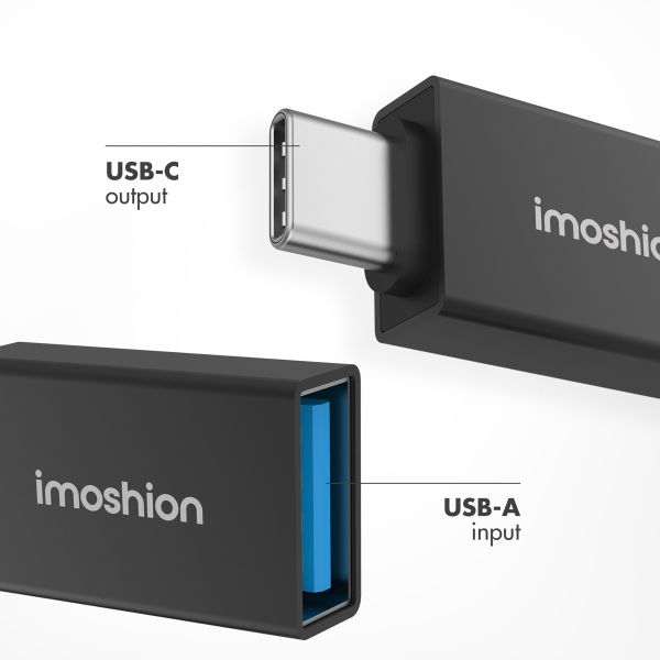 imoshion 2x USB-C (Stecker)-auf-USB-A 3.1 (Buchse)-Adapter – OTG – Schwarz