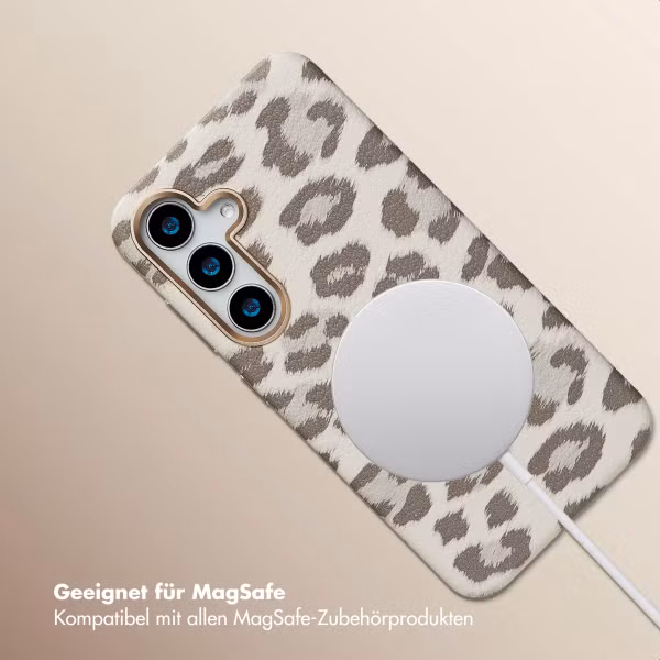 Selencia Sabi Backcover Leopardenmuster mit MagSafe Samsung Galaxy S25 - Soft Ivory