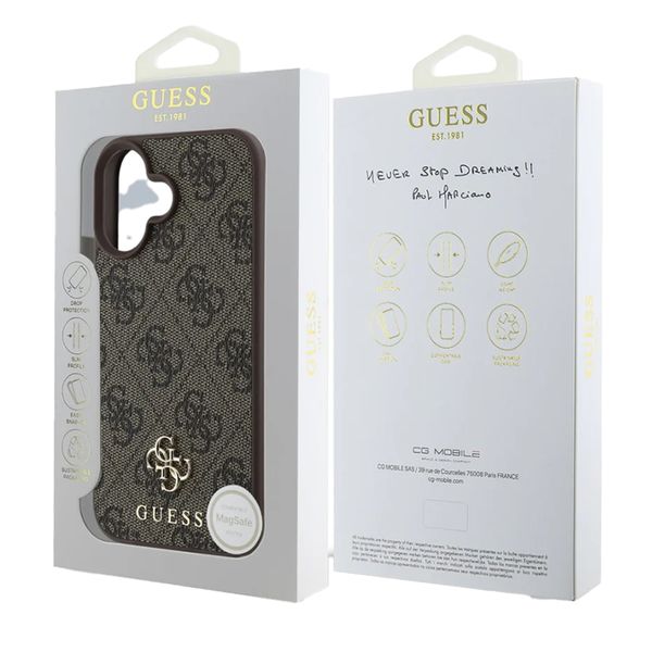 Guess 4G Metal Logo Back Cover MagSafe Apple iPhone 16 - Braun