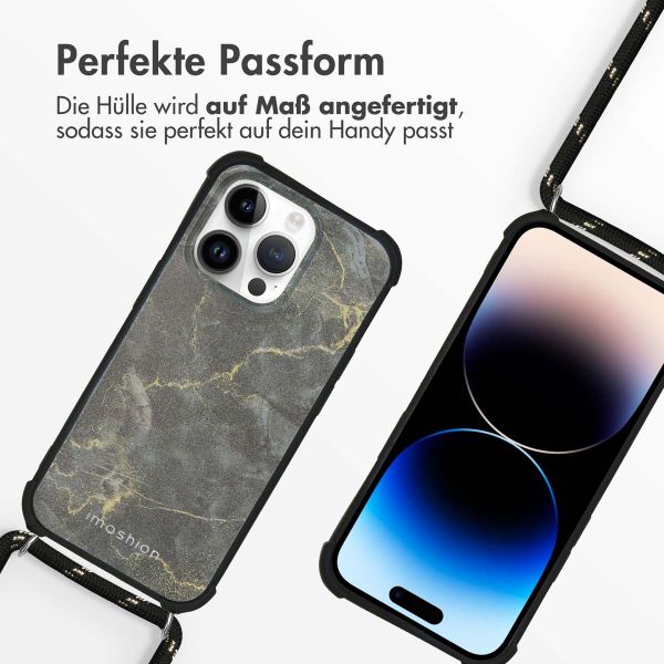 imoshion Design Hülle mit Band für das iPhone 14 Pro - Black Marble