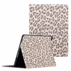 Selencia Sabi Klapphülle mit Leopardenmuster Apple iPad 9 (2021) 10.2 Zoll / iPad 8 (2020) 10.2 Zoll / iPad 7 (2019) 10.2 Zoll - Soft Ivory
