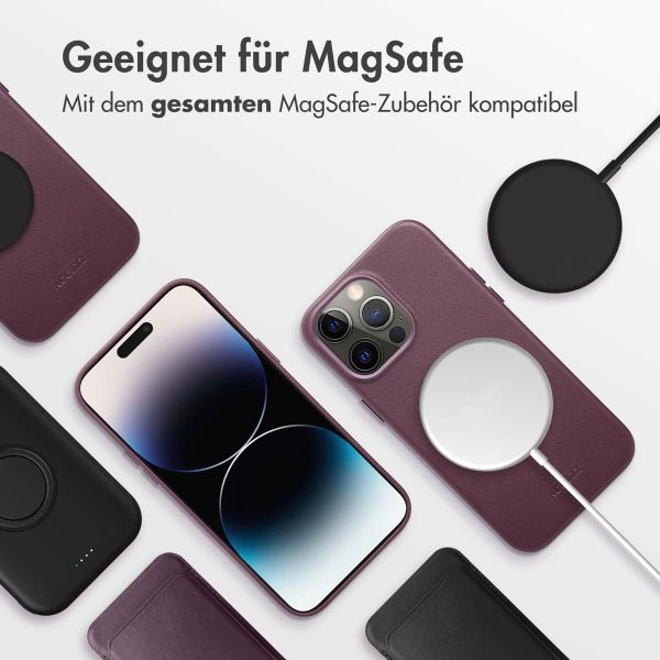 Accezz MagSafe Leather Backcover für das iPhone 14 Pro Max - Heath Purple