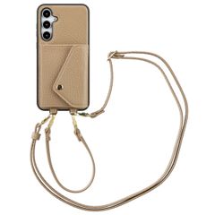 Selencia Sera Kordel-Hulle mit Kartenhalter-Umschlag für das Samsung Galaxy A35 - Beige