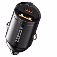 Accezz Autoladegerät | Schnellladegerät mit 2 Ports - USB-A 30 Watt + USB-C 65 Watt - Schwarz