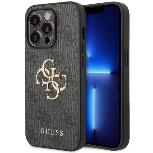 Guess 4G Metal Logo Back Cover für das iPhone 15 Pro - Grau