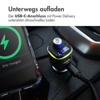 imoshion Bluetooth FM-Transmitter Auto - mit Power-Delivery-USB-C-Ladeport - Schwarz / Silber