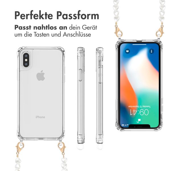 imoshion Back Cover mit Band + Armband für das iPhone X / Xs - Perlen Herzchen