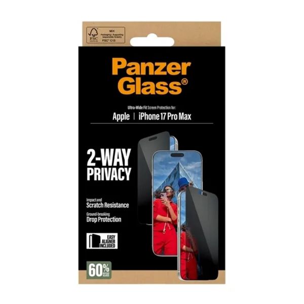 PanzerGlass Ultra Wide Fit Antibakterieller Screen Protector mit Sichtschutz inkl. Applikator Apple iPhone 17 Pro Max