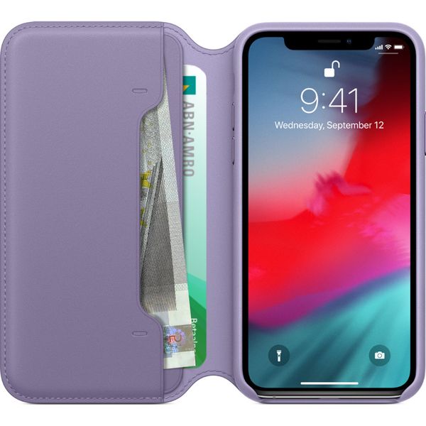 Apple Leather Folio Klapphülle Lila für das Apple iPhone X / Xs
