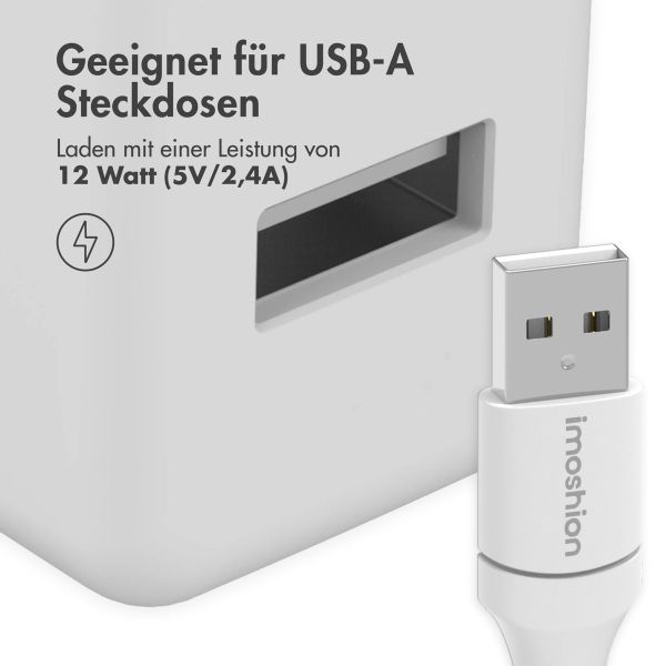 imoshion Magnetisches geflochtenes Kabel – USB-A auf Lightning – 1 Meter – Weiß