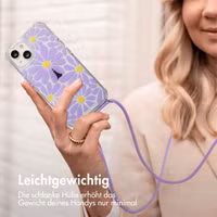 imoshion Design Hülle mit Band Apple iPhone 14 - Tropical Violet Flowers Connect
