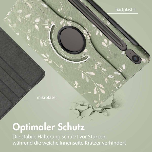 imoshion 360° drehbare Design Klapphülle Samsung Galaxy Tab S10 Lite / S10 FE / S9 FE - Green Flowers