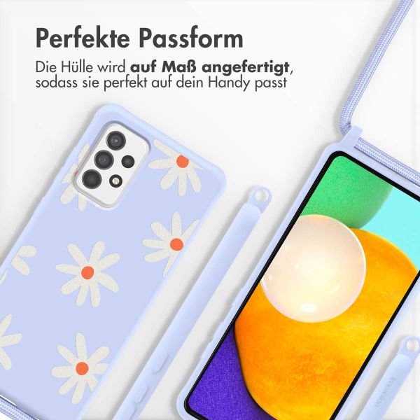 imoshion Silikonhülle design mit Band für das Samsung Galaxy A52(s) / (5G/4G) - Lila Flower Distance