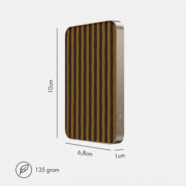 Selencia Vivid Powerbank 5.000 mAh - MagSafe und Qi - Desert Gold / Bonbon Stripe Matcha