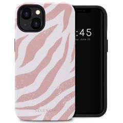 Selencia Vivid Tough Back Cover für das iPhone 13 - Colorful Zebra Old Pink