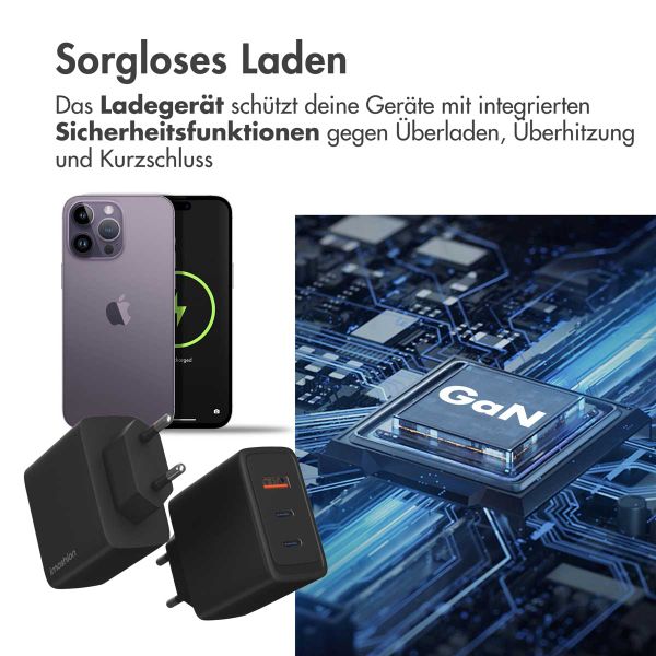 imoshion 65 Watt Ladegerät | 2x USB-C + 1x USB-A - Schwarz