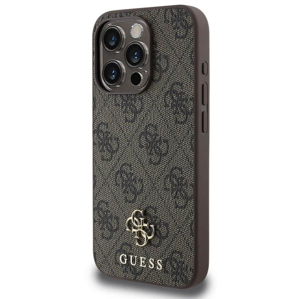 Guess 4G Metal Logo Back Cover MagSafe Apple iPhone 15 Pro - Braun