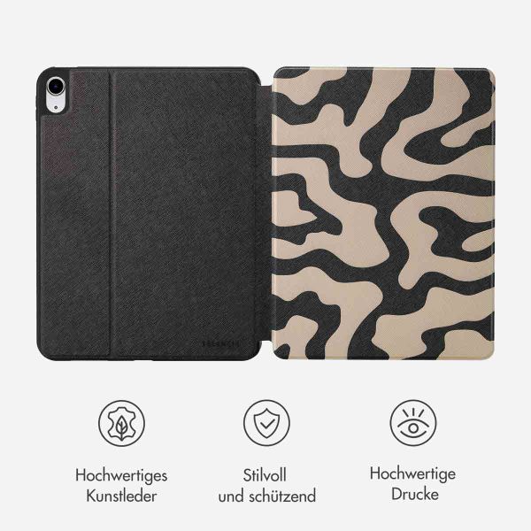 Selencia Vivid Klapphülle Apple iPad 11 (2025) 11 Zoll A16 / iPad 10 (2022) 10.9 Zoll - Art Wave Black