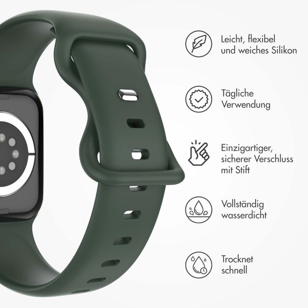 imoshion Silikon-Armband⁺ für  Apple Watch Series 1 t/m 9 / SE (38/40/41 mm) | Series 10 / 11 (42 mm) - Größe S/M - Olive
