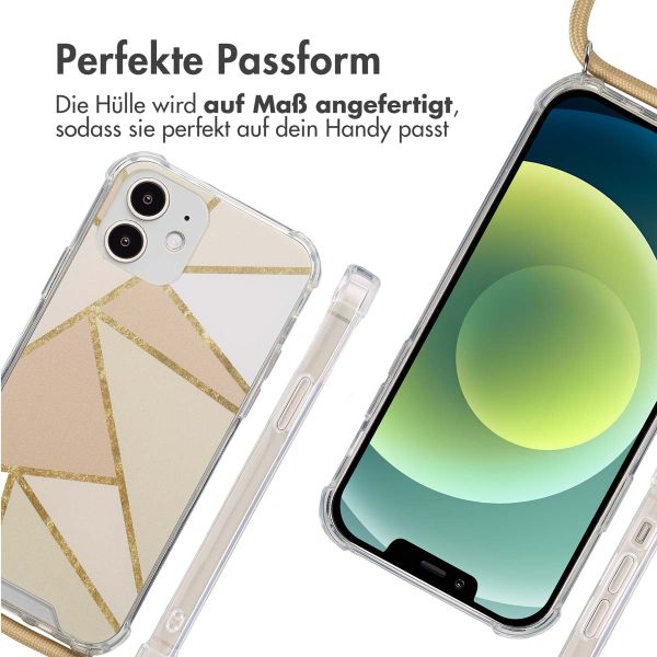 imoshion Design Hülle mit Band Apple iPhone 12 (Pro) - Beige Graphic