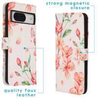 imoshion Design TPU Klapphülle Google Pixel 8 Pro - Blossom Watercolor White