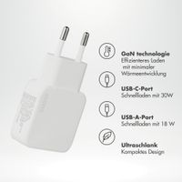 Accezz Ultra Slim GaN Ladegerät - USB-C + USB-A - 30 W - Weiß