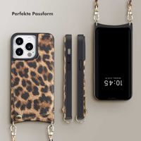 Selencia Nova Back Cover mit Kordel und Kartenhalter für das iPhone 14 Pro - Leopard