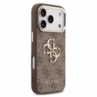 Guess 4G Metal Logo Back Cover Apple iPhone 17 Pro - Gold Edge - Brown