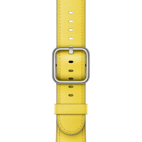 Apple Leather Band Classic Buckle für das  Apple Watch Series 1 t/m 9 / SE (38/40/41 mm) | Series 10 / 11 (42 mm) - Spring Yellow