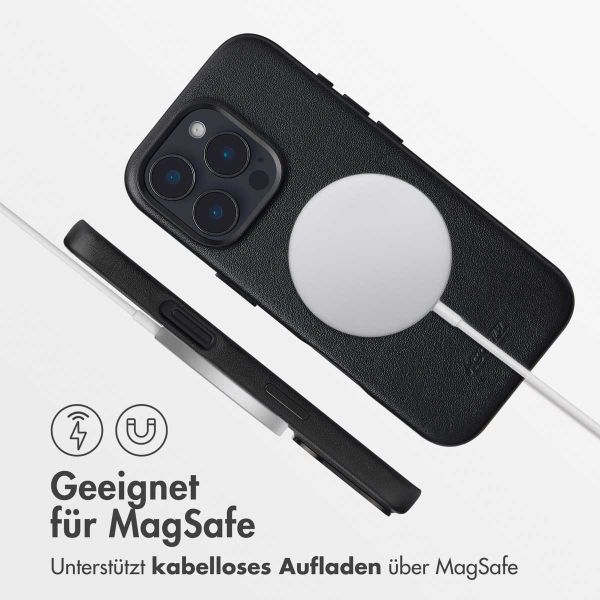 Accezz MagSafe Leather Backcover für das iPhone 16 Pro - Onyx Black