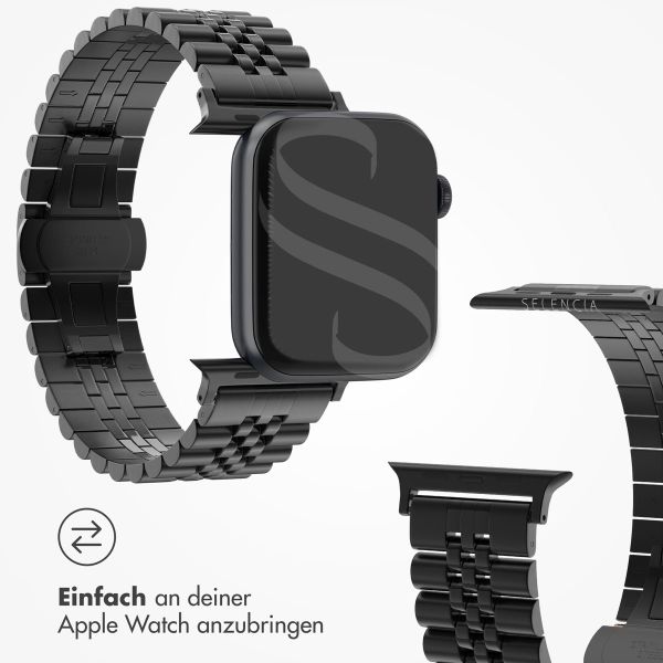 Selencia Jubilee-Edelstahlarmband für Apple Watch Series 1 t/m 9 / SE (38/40/41 mm) | Series 10 / 11 (42 mm) - Schwarz