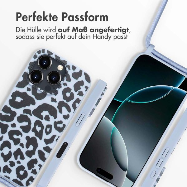 imoshion Silikonhülle design mit Band für das iPhone 16 Pro Max - Animal Lila