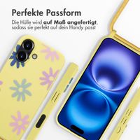 imoshion Silikonhülle design mit Band für das Apple iPhone 16 - Yellow Flower Distance
