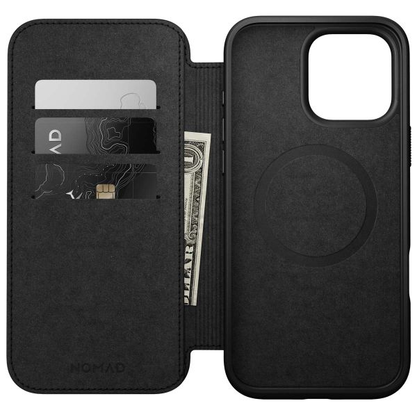Nomad Modern Leather Folio Klapphülle Apple iPhone 16 Pro Max - Schwarz