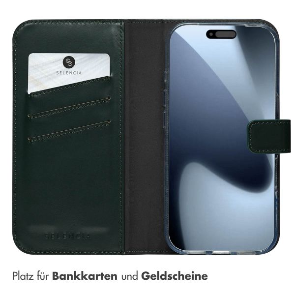Selencia Echtleder Klapphülle Apple iPhone 17 Pro - Grün