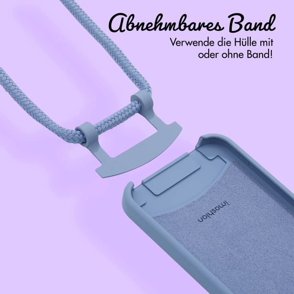 Personalisierte Color Backcover MagSafe mit abtrennbarem Band und Buchstaben für iPhone 12 Pro - Ash Blue