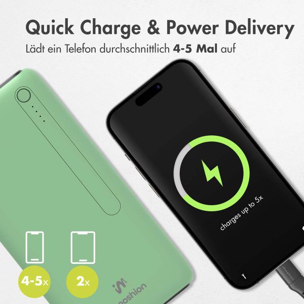 imoshion Powerbank - 27.000 mAh - Schnelles Aufladen und Power Delivery - Grün