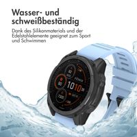 imoshion QuickFit® Silikonarmband Stripe für die Garmin Watch | 22 mm Anschluss - Hellblau