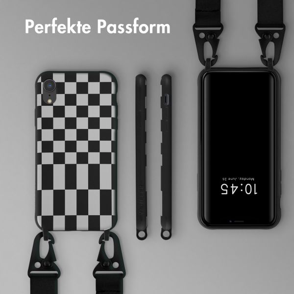 Selencia SilikonHülle design mit abnehmbarem Band Apple iPhone Xr - Irregular Check Black