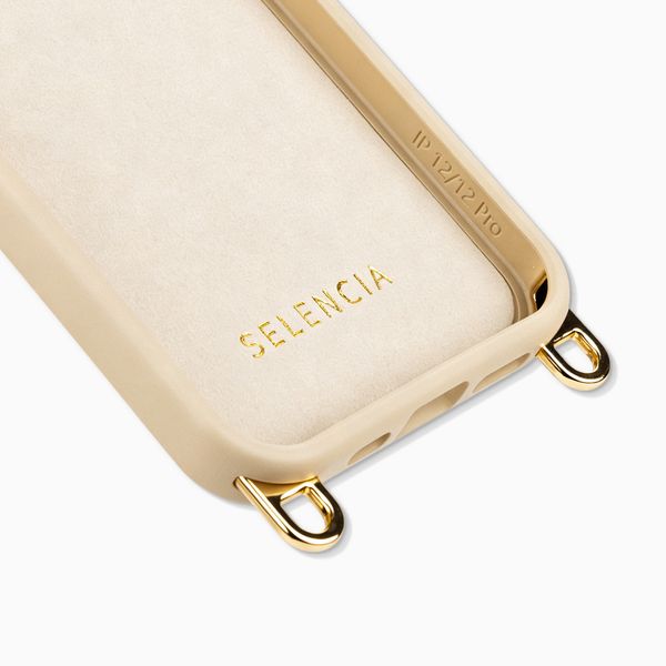 Selencia Rivièra Backcover mit MagSafe mit abnehmbaren Haken iPhone 12 / 12 Pro - Milky Latte